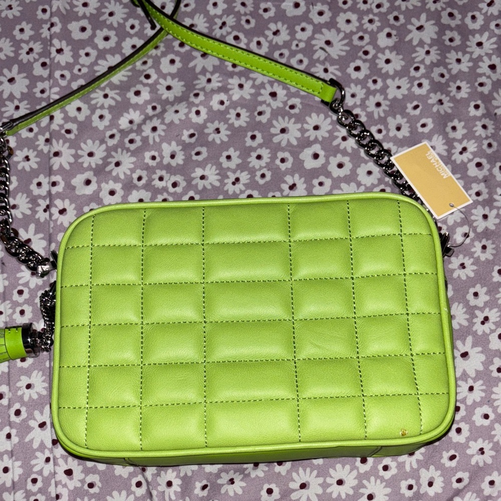 Michael Kors Lime Green Quilted Crossbody Bag - Picture 3 of 5